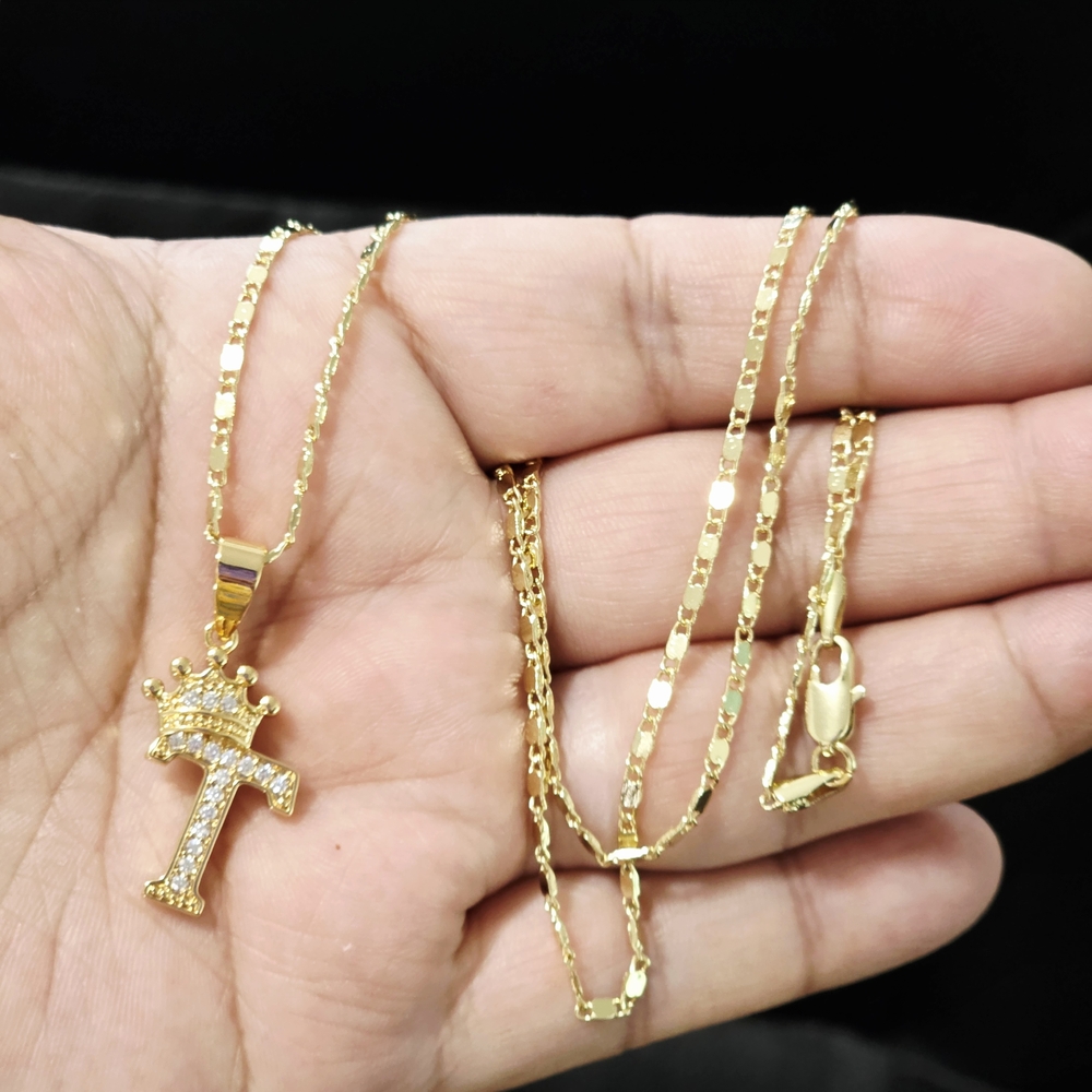 Gold Crown Cross Pendant Necklace